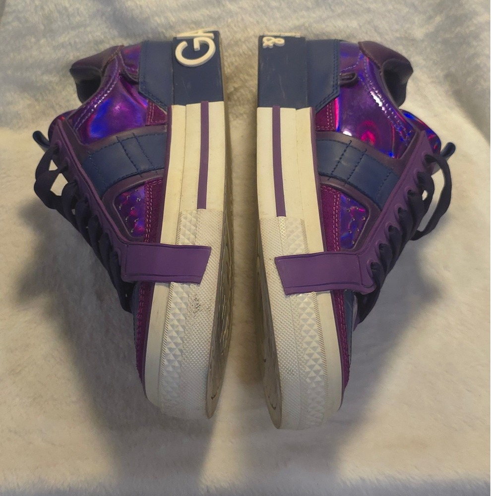 Dolce & Gabbana Portofino Purple Iridescent Metallic Logo Sneakers CK1886 38 8 - Picture 2 of 9